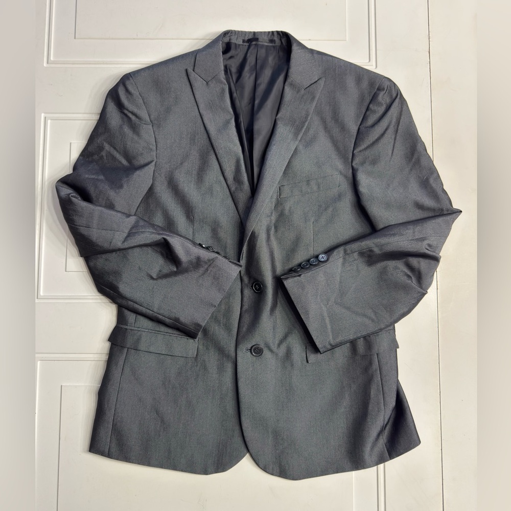 David Naman Men’s Size 50 Slim Medium Gray Two Button Blazer Jacket
